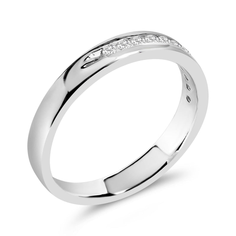18K White Gold 1/4 Cttw Channel Set Brilliant Round-Cut Diamond Classic 11 Stone Wedding Band Ring (E-F Color, I1-I2 Clarity) 18K white gold ring with 11 round diamond stones in a channel