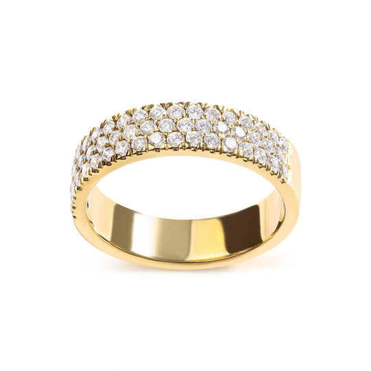 14K Yellow Gold Pave Set 3/4 cttw Multi Row Diamond Band Ring (H-I Color, SI2-I1 Clarity)-0