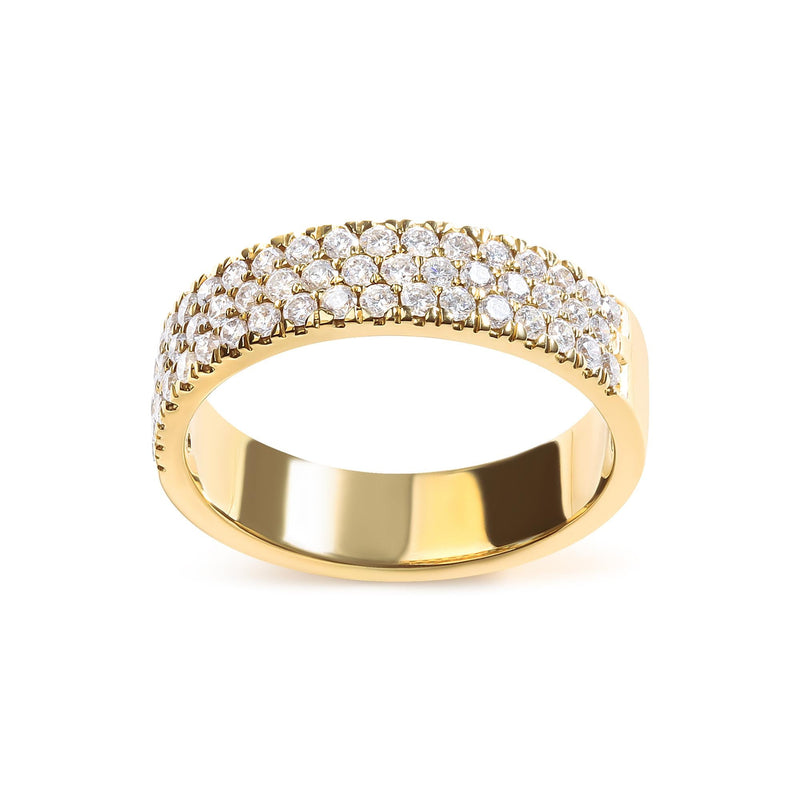 14K Yellow Gold Pave Set 3/4 cttw Multi Row Diamond Band Ring (H-I Color, SI2-I1 Clarity) 14K yellow gold ring with multi-row pave set diamond stones