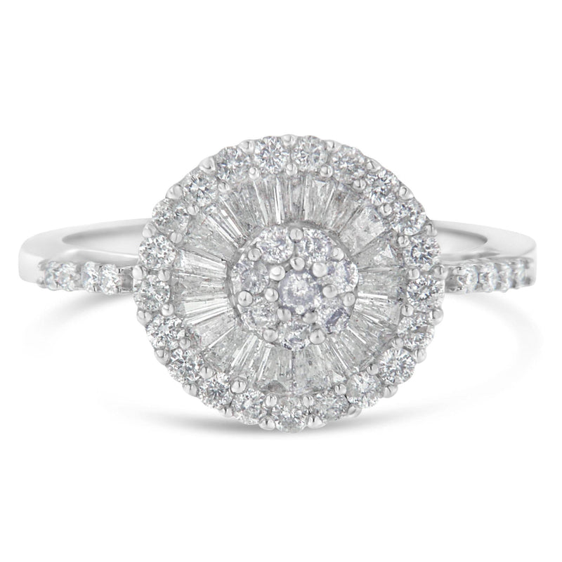 10KT White Gold Diamond Cocktail Ring (1 cttw, H-I Color, SI2-I1 Clarity) 10K white gold cocktail ring with round diamond cluster stones