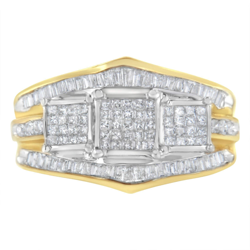 10KT Two-Toned Gold Diamond Ring (1 cttw, H-I Color, SI1-SI2 Clarity) 10K two-tone gold ring with round diamond stones totaling 1 carat