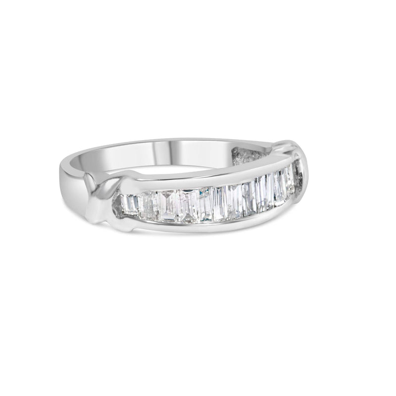 .925 Sterling Silver 1/2 Cttw Baguette Cut Diamond Channel Set X-Station Wedding Ring (H-I Color, I1-I2 Clarity) 925 sterling silver ring with baguette diamond stones in X-station channel setting