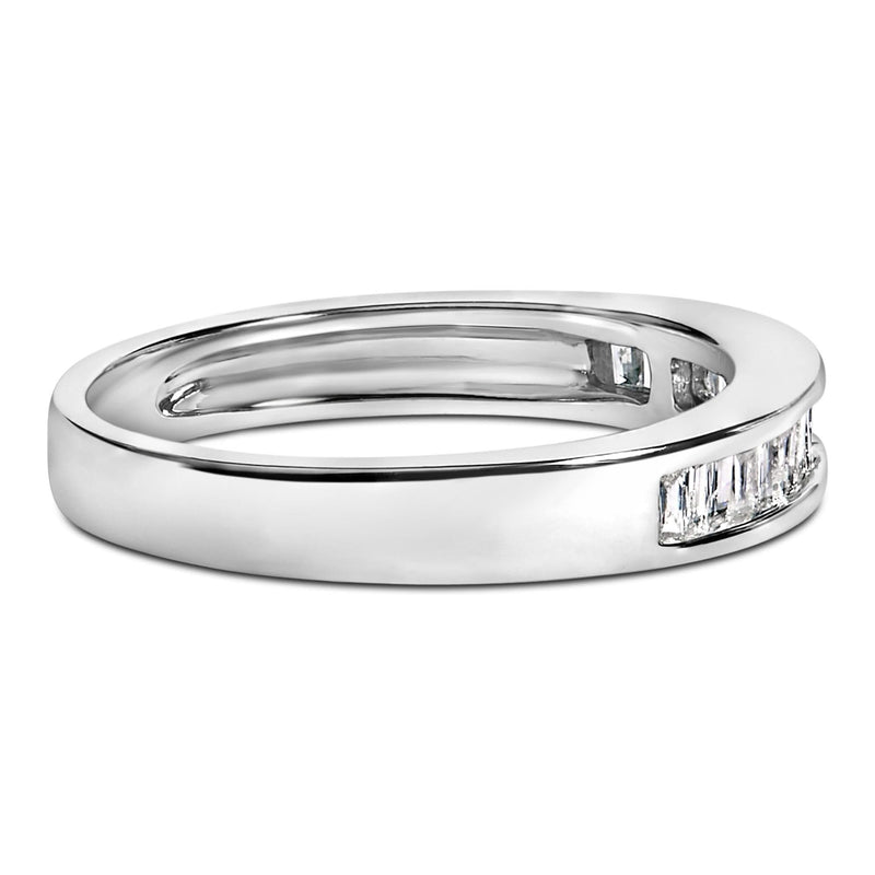 .925 Sterling Silver 1/3 Cttw Baguette Cut Diamond Channel Set Stackable Wedding Ring 925 sterling silver ring with baguette diamond stones in a channel setting