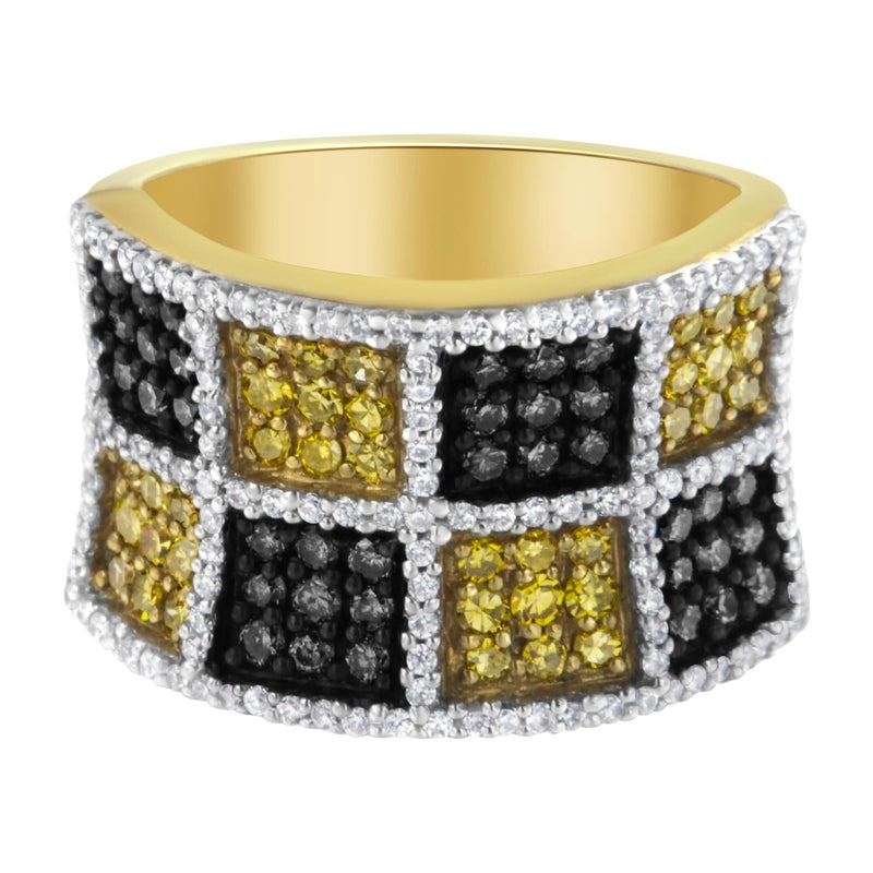 14KT Yellow Gold Champagne, Yellow and Round Diamond Band Ring (1 1/2 cttw, H-I Color, I1-I2 Clarity) 14K yellow gold ring with round champagne, yellow and white diamond stones