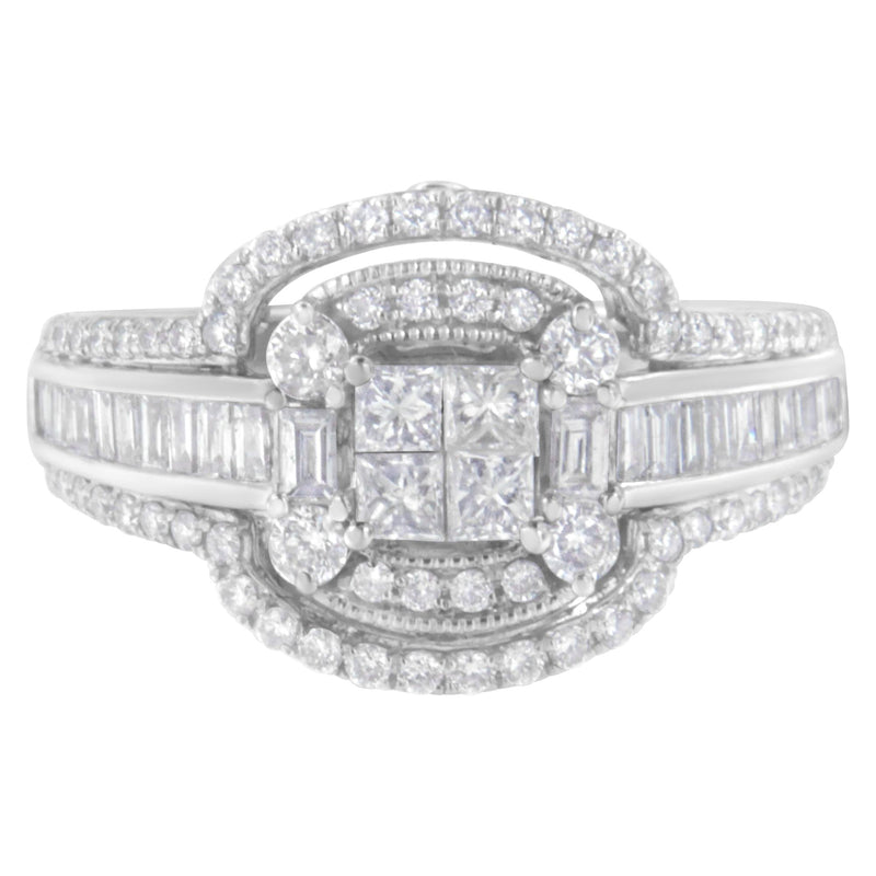 14KT White Gold Diamond Cocktail Ring (1 1/4 cttw, H-I Color, SI2-I1 Clarity) 14K white gold cocktail ring with round diamond stones in H-I color