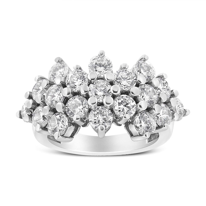 14K White Gold 4.0 Cttw Diamond Multi Row Scatter Band Ring (I-J Color, I1-I2 Clarity) 14K white gold ring with scattered round diamond stones in multi-row band