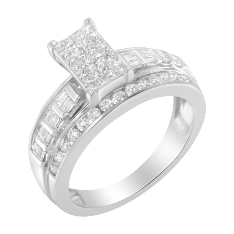10KT White Gold Diamond Composite Ring (1 cttw, H-I Color, SI2-I1 Clarity) 10K white gold ring with composite cluster of round diamond stones