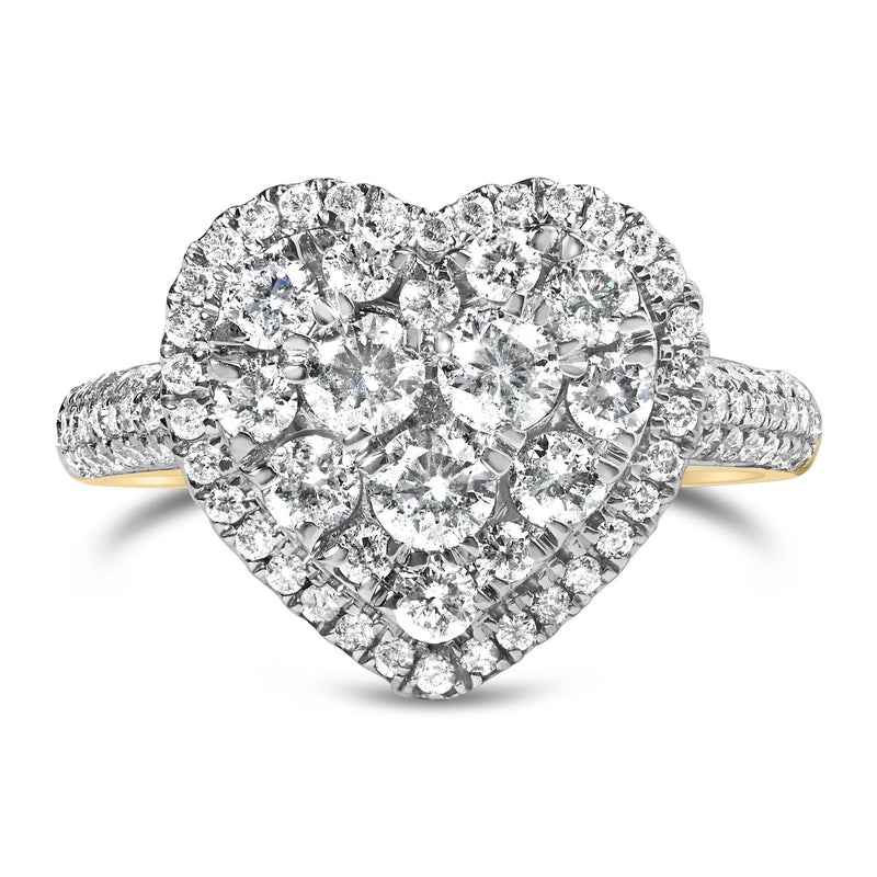 14K Yellow Gold 1 1/2 Cttw Diamond Heart Shaped Composite Ring (H-I Color, SI2-I1 Clarity) - Ring Size 7 14K Yellow Gold 1 1/2 Cttw Diamond Heart Shaped Composite Ring (H-I Color, SI2-I1 Clarity) - Ring Size 7-0