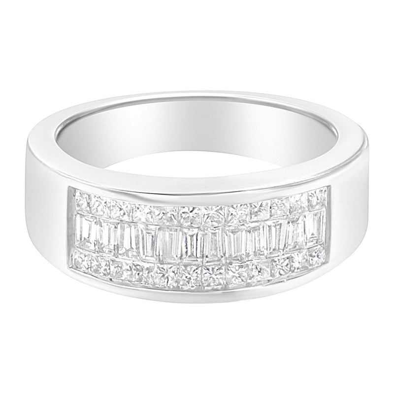 14K White Gold Princess and Baguette-cut Diamond Ring (1.0 Cttw, H-I Color, VS2-SI1 Clarity) 14K white gold ring with princess and baguette-cut diamond stones