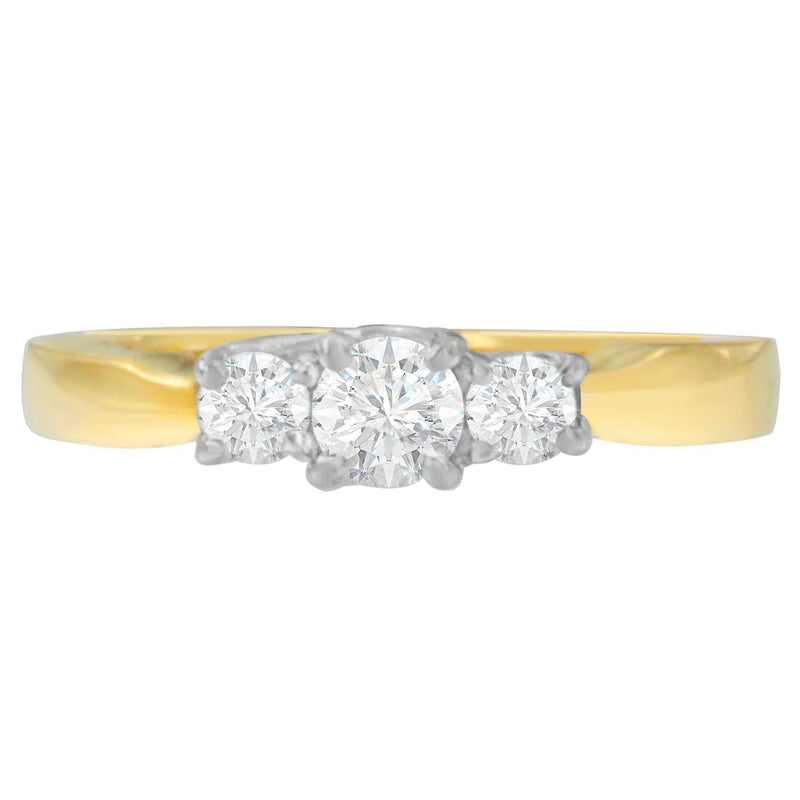 14K Two-Toned Gold 1/2 CTTW Round-cut Diamond Ring (G-H, SI1-SI2) 14K two-tone gold ring with round diamond stones totaling 2 ct