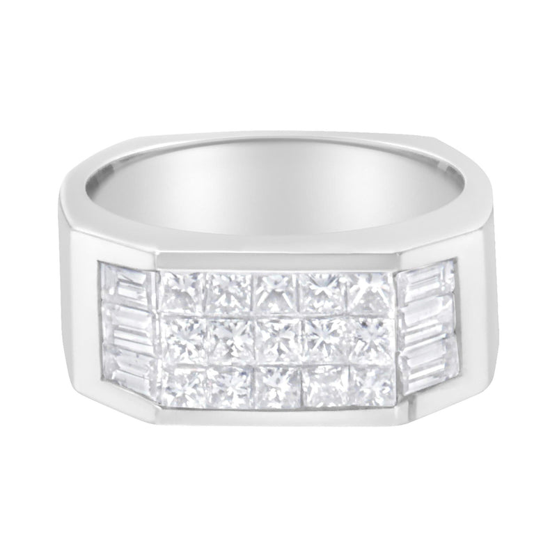 14KT White Gold Diamond Ring (1 3/4 cttw, G-H Color, VS2-SI1 Clarity) 14K white gold ring with rows of round diamond stones across the band