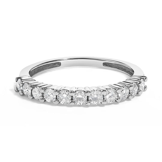 .925 Sterling Silver 1/2 cttw Shared Prong-Set Brilliant Round-Cut Diamond 11 Stone Band Ring (I-J Color, SI2-I1 Clarity)-0