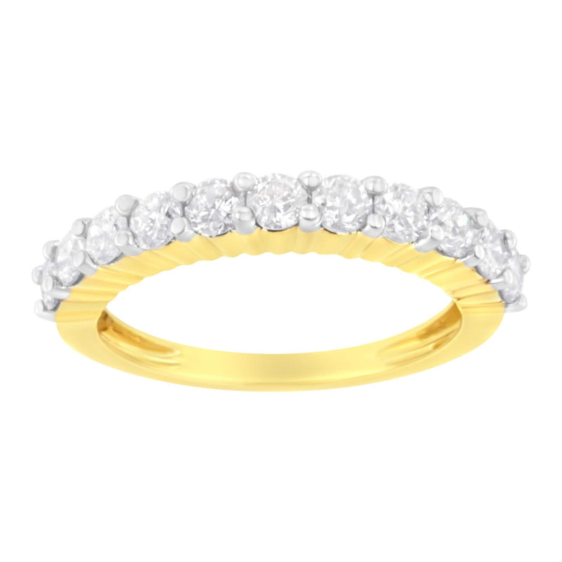 IGI Certified 1.0 Cttw Diamond 10K Yellow Gold Prong Set Fluted Band Style Wedding Ring (J-K Color, I1-I2 Clarity) 10K yellow gold ring with prong-set 1.0 ct diamond fluted band