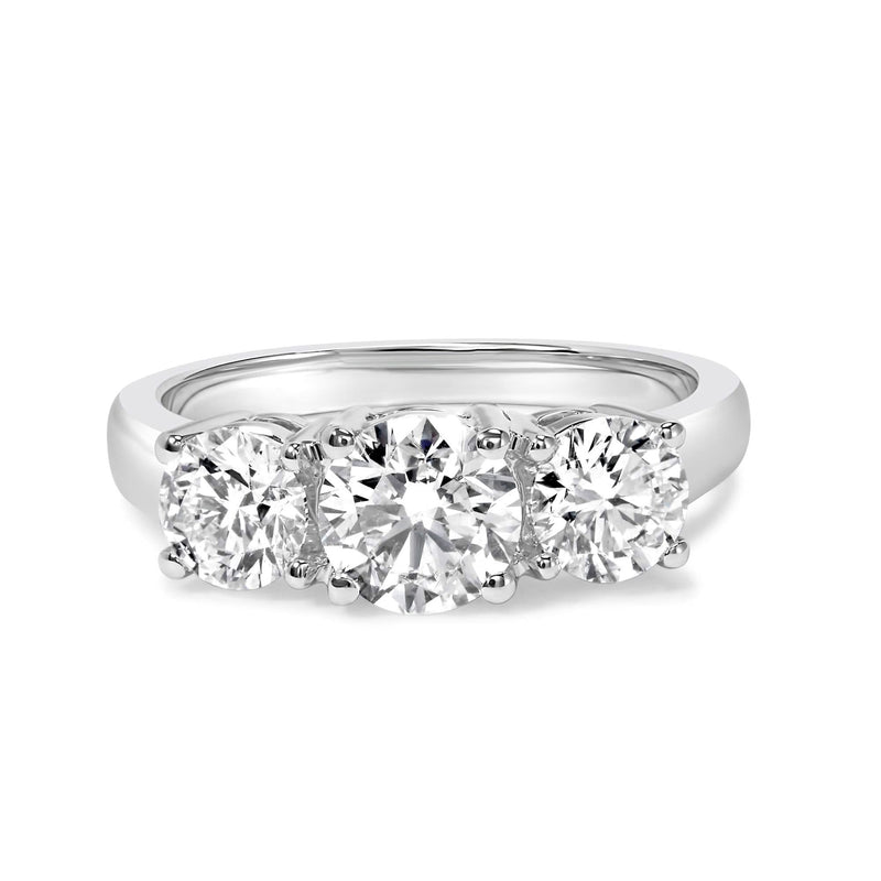 14K White Gold 2.00 Cttw Lab Grown Diamond 3 Stone Ring Band (F-G Color, VS1-VS2 Clarity) 14K White Gold 2.00 Cttw Lab Grown Diamond 3 Stone Ring Band (F-G Color, VS1-VS2 Clarity)-1