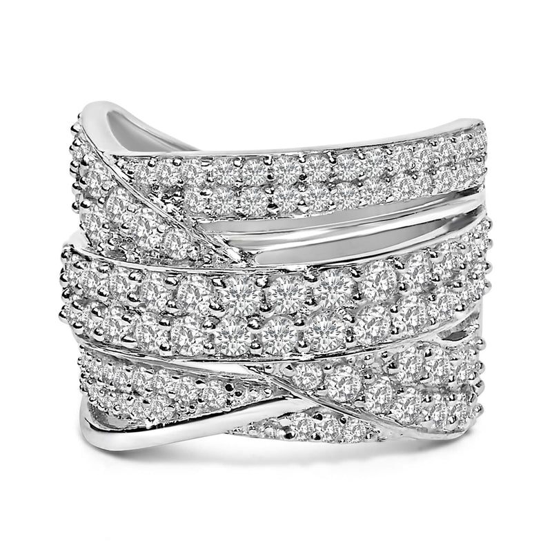 .925 Sterling Silver 2.00 Cttw Round-Cut Diamond Overlapping Bypass Band Ring (I-J Color, I2-I3 Clarity) 925 sterling silver ring with round diamond stones in overlapping bypass rows