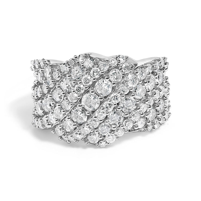 10K Gold 3.00 Cttw Diamond Multi Row Cluster Band Ring (I-J Color, I3 Clarity) 10K gold diamond cluster band ring with multiple rows of round diamonds