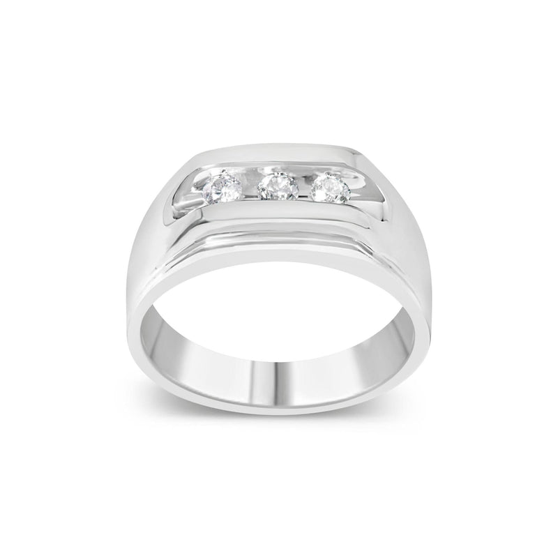 Men's .925 Sterling Silver 1/3 Cttw Diamond Channel Set 3 Stone Ring Band (I-J Color, I3 Clarity) 925 sterling silver men's ring with 3 channel-set diamond stones