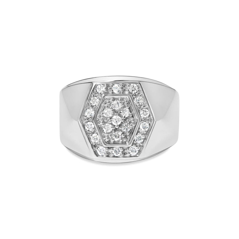 Men's .925 Sterling Silver 1/2 Cttw Multi-Diamond Hexagon Frame Ring (I-J Color, I3 Clarity) 925 sterling silver men's ring with cluster diamonds in a hexagon frame