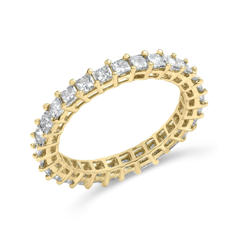 14K Yellow Gold 2.00 Cttw Shared Prong Set Princess Cut Diamond Eternity Band Ring (J-K Color, SI1-SI2 Clarity) - Ring Size 7 14K yellow gold eternity band ring with princess cut diamond stones
