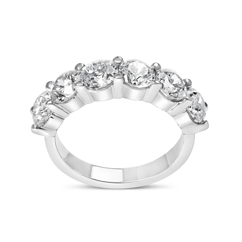 14K White Gold 3.0 Cttw Lab-Grown Diamond Shared Prong Set 6 Stone Band Ring (G-H Color, VS2-SI1 Clarity) 14K white gold ring with 6 round diamond stones in shared prong setting