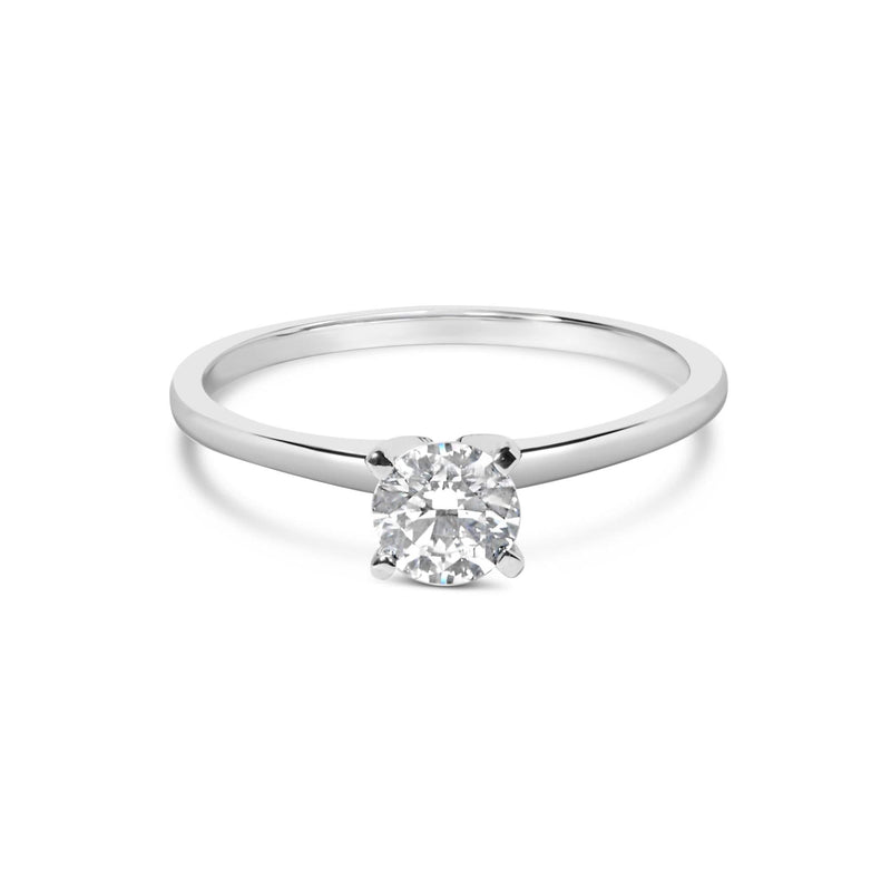 14K White Gold 1/2 Cttw Round Lab Grown Diamond 4 Prong Solitaire Engagement Ring (F-G Color, VS2-SI1 Clarity) 14K white gold ring with 1 round diamond stone in a four prong solitaire