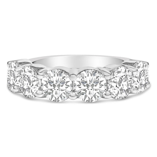 14K White Gold 3.0 Cttw Lab-Grown Diamond Shared Prong Set 6 Stone Band Ring