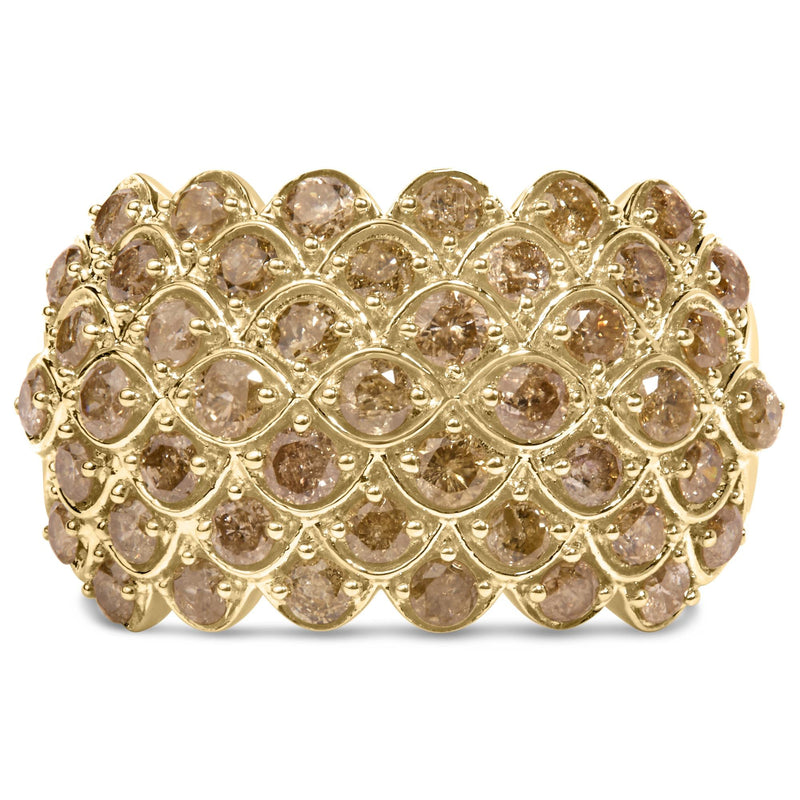 10K Yellow Gold 2.0 Cttw Brown Diamond Teardrop Design Cocktail Ring 10K Yellow Gold 2.0 Cttw Brown Diamond Teardrop Design Cocktail Ring-0