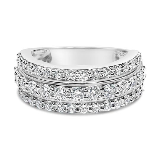 .925 Sterling Silver 2.0 Cttw Lab Grown Diamond 3 Row Band Ring (F-G Color, VS1-VS2 Clarity-0