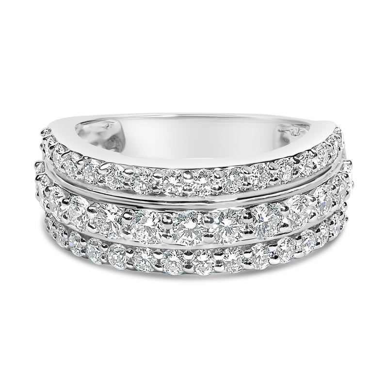 .925 Sterling Silver 2.0 Cttw Lab Grown Diamond 3 Row Band Ring (F-G Color, VS1-VS2 Clarity .925 Sterling Silver 2.0 Cttw Lab Grown Diamond 3 Row Band Ring (F-G Color, VS1-VS2 Clarity-0