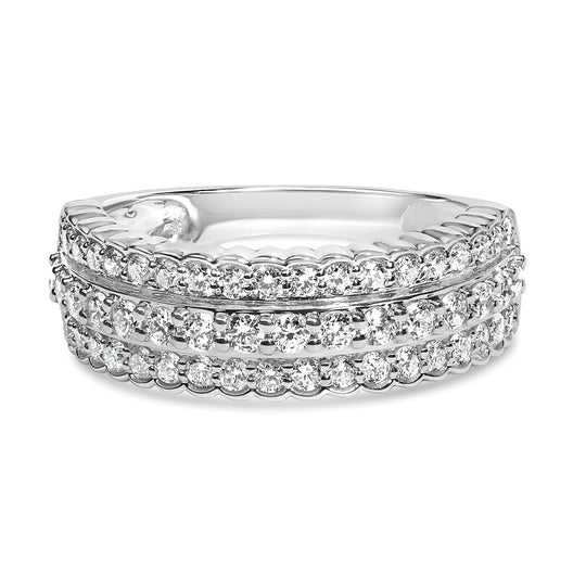 .925 Sterling Silver 1.0 cttw Lab Grown Diamond 3 Row Band Ring (F-G Color, VS1-VS2 Clarity)-0