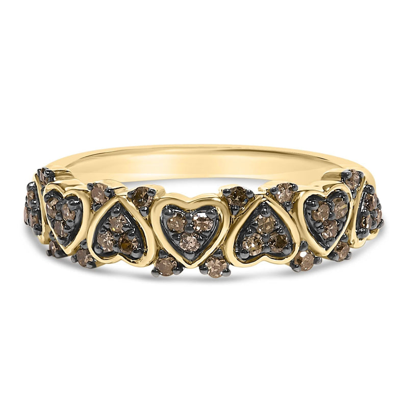 10K Yellow Gold Plated .925 Sterling Silver 1/3 cttw Natural Diamond Band Ring 10K yellow gold ring with a row of round natural diamond stones