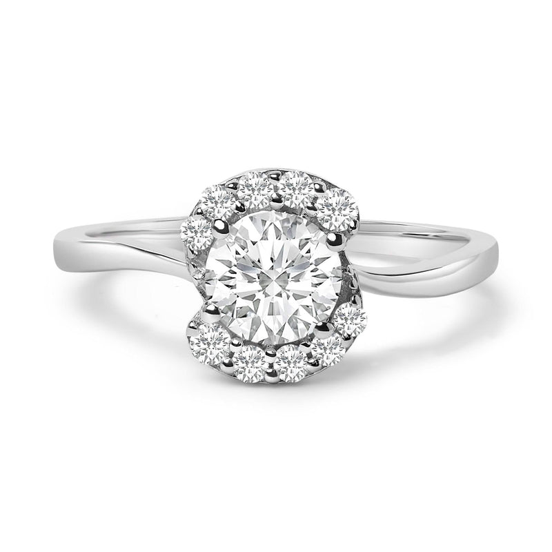 Sterling Silver Lab Grown 1.0 Cttw Diamond Oval Shaped Halo Engagement Ring 925 sterling silver ring with oval diamond halo of small round stones