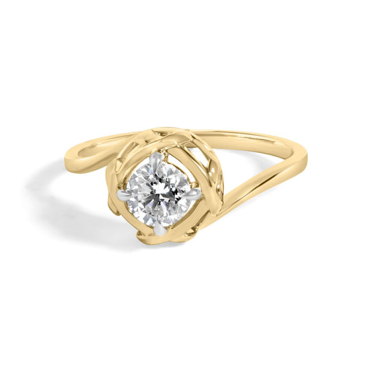 10K Yellow Gold Plated Sterling Silver 1/2 Cttw Lab Grown Diamond Woven Solitaire Ring