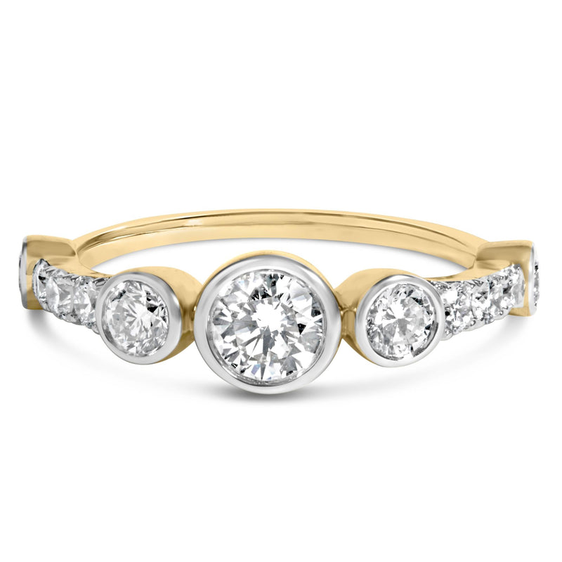 10K Yellow Gold Plated Silver 1.0 Cttw Round Lab Grown Diamond Bezel Station Ring 10K Yellow Gold Plated Silver 1.0 Cttw Round Lab Grown Diamond Bezel Station Ring-0