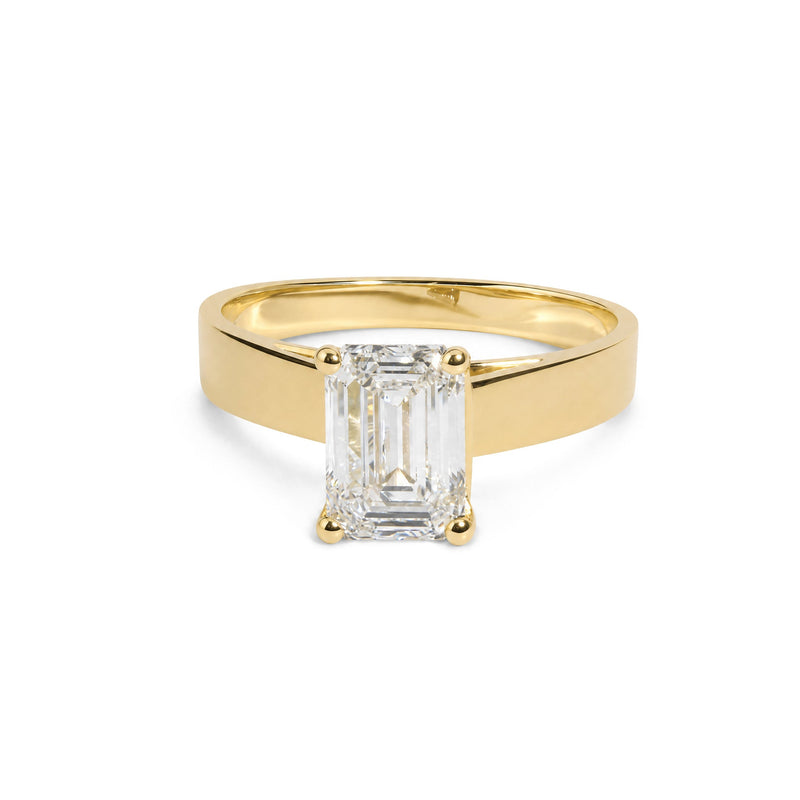 IGI Certified 14K Yellow Gold 2 Cttw Emerald-Cut Lab-Grown Diamond Wide Band Engagement Ring IGI Certified 14K Yellow Gold 2 Cttw Emerald-Cut Lab-Grown Diamond Wide Band Engagement Ring-0