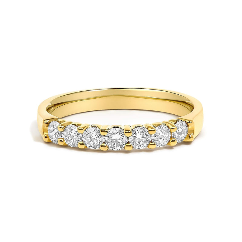 14K Gold 1/2 Cttw Diamond 7 Stone Band Ring 14K gold ring with 7 round diamond stones in a straight row