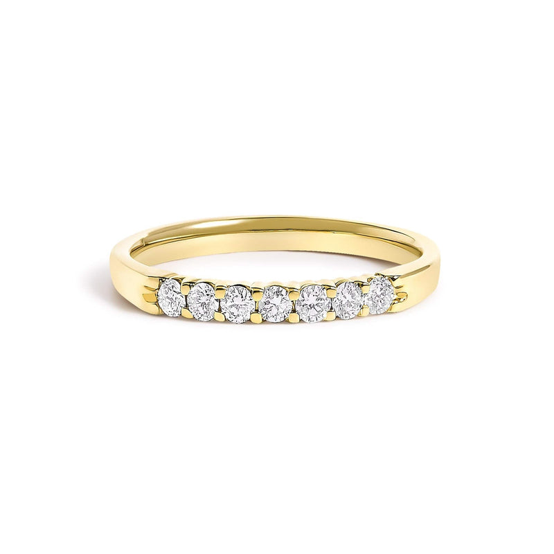 14K Gold 1/10 Cttw Diamond 7 Stone Band Ring 14K gold ring with 7 round diamond stones in a row across the band