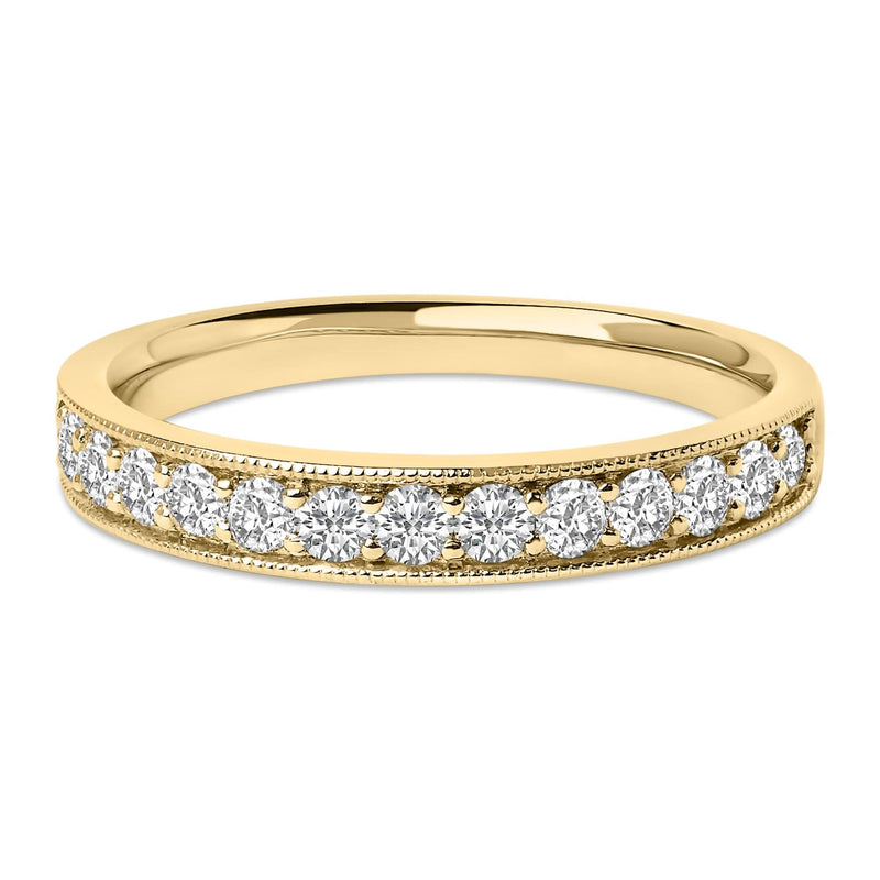 14K Gold 1/2 Cttw Round Diamond Milgrain Wedding Band 14K Gold 1/2 Cttw Round Diamond Milgrain Wedding Band-1