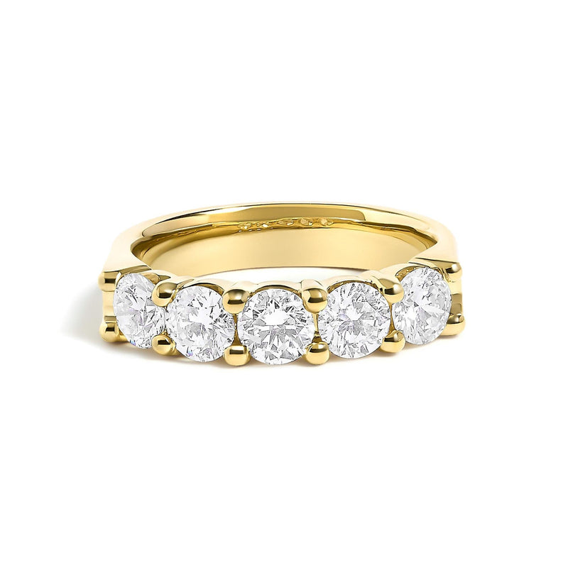 14K Gold 1 1/2 Cttw Diamond 5 Stone Band Ring 14K gold ring with 5 round diamond stones set in a row across the band