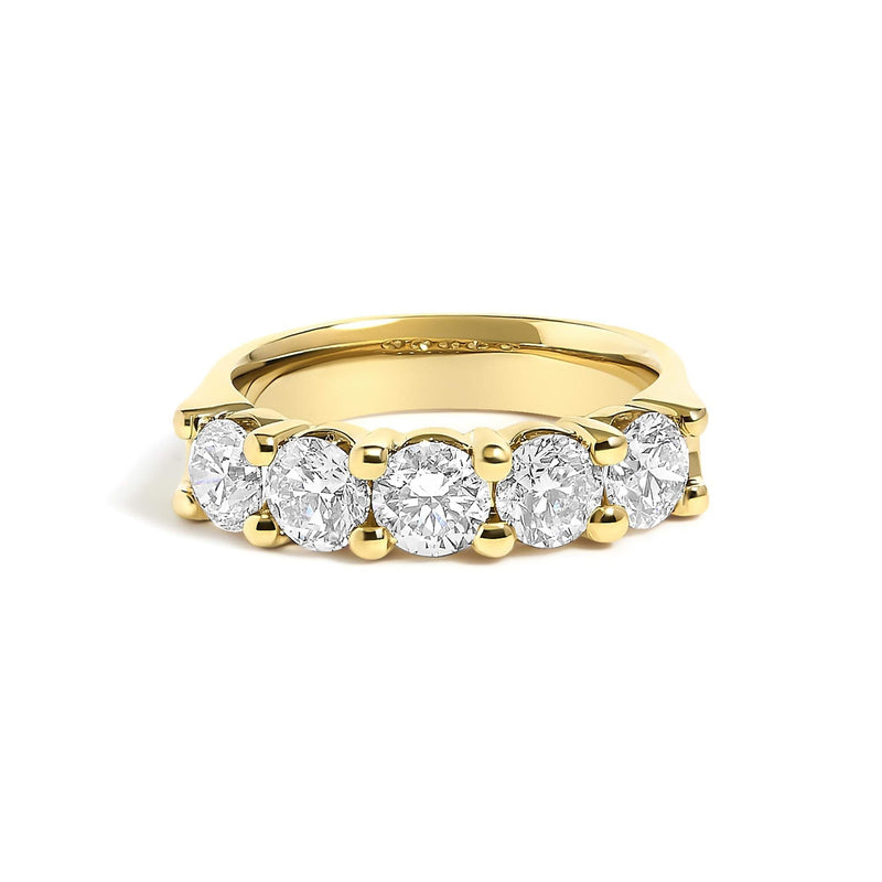 14K Gold 2.0 Cttw Round Diamond Five-Stone Band Ring 14K gold five-stone band ring with 5 round diamond stones
