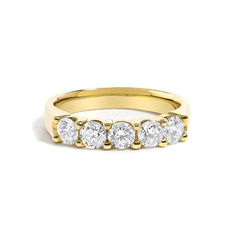 14K Gold 1.00 Cttw Diamond 5 Stone Band Ring 14K gold ring with 5 round diamond stones set in a row