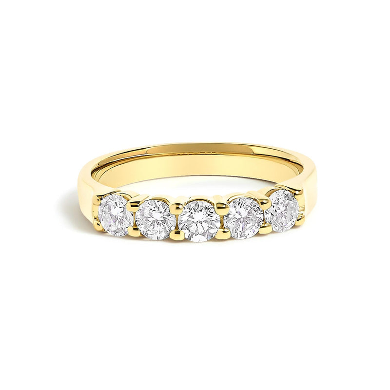 14K Gold 3/4 Cttw Diamond 5 Stone Band Ring 14K gold ring with 5 round diamond stones in a row