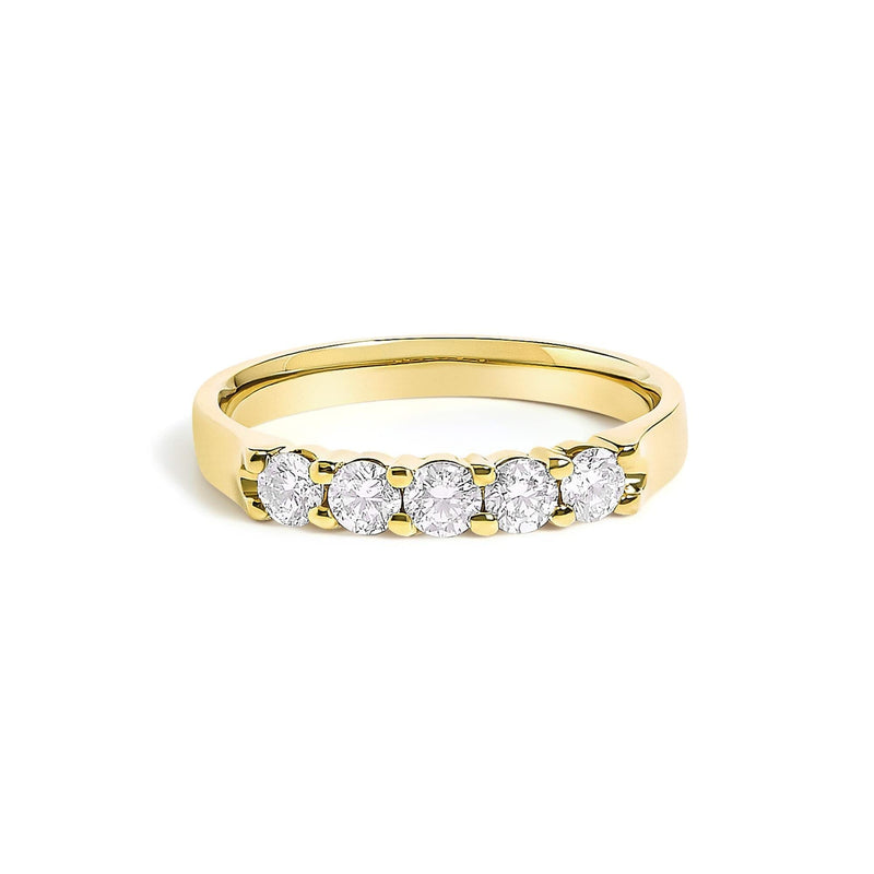 14K Gold 1/2 Cttw Round Diamond 5 stone Classic Band - Size 6.5 14K yellow gold ring with 5 round diamond stones