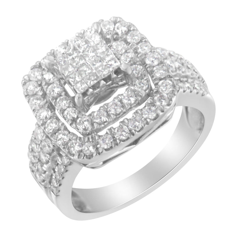 14KT White Gold Diamond Cocktail Ring (1 1/2 cttw, H-I Color, SI2-I1 Clarity) 14K white gold cocktail ring with cluster of round diamond stones