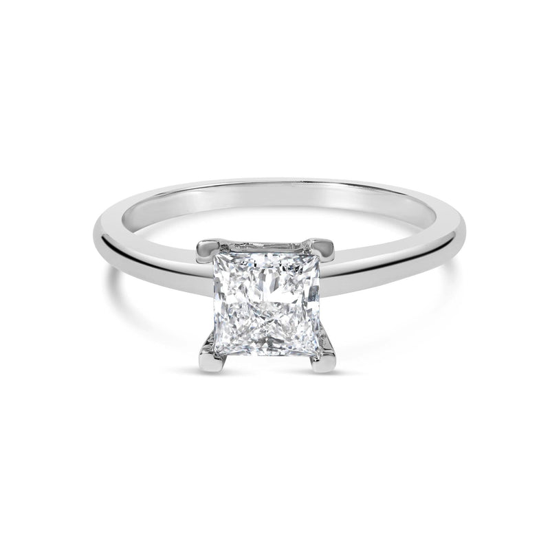 14K White Gold 1.0 Cttw Princess Lab-Grown Diamond Solitaire Engagement Ring (F-G Color, VS1-VS2 Clarity) 14K white gold ring with 1 princess diamond solitaire stone