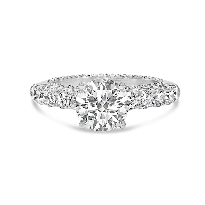 14K White Gold 3 1/5 Cttw Lab Grown Diamond Vintage Style Engagement Ring 14K white gold vintage-style ring with lab grown diamond stones