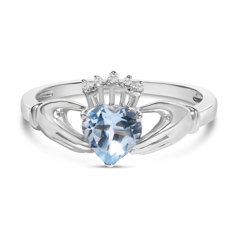 Sterling Silver Blue Topaz Heart Claddagh Ring Sterling Silver Blue Topaz Heart Claddagh Ring-0