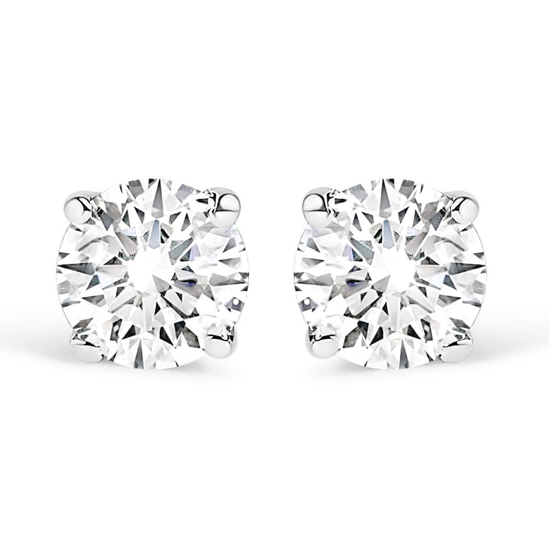 14K White Gold 1.0 Cttw 4-Prong Set Brilliant Round-Cut Solitaire Lab Grown Diamond Push Back Stud Earrings (E-F Color, VVS2-VS1 Clarity) 14K White Gold 1.0 Cttw 4-Prong Set Brilliant Round-Cut Solitaire Lab Grown Diamond Push Back Stud Earrings (E-F Color, VVS2-VS1 Clarity)-0