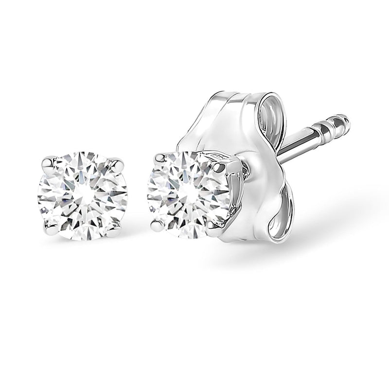 14K White Gold 1/4 Cttw Lab Grown Diamond 4-Prong Classic Solitaire Stud Earrings (G-H Color, VS2-SI1 Clarity) 14K white gold stud earrings with 2 round diamond stones