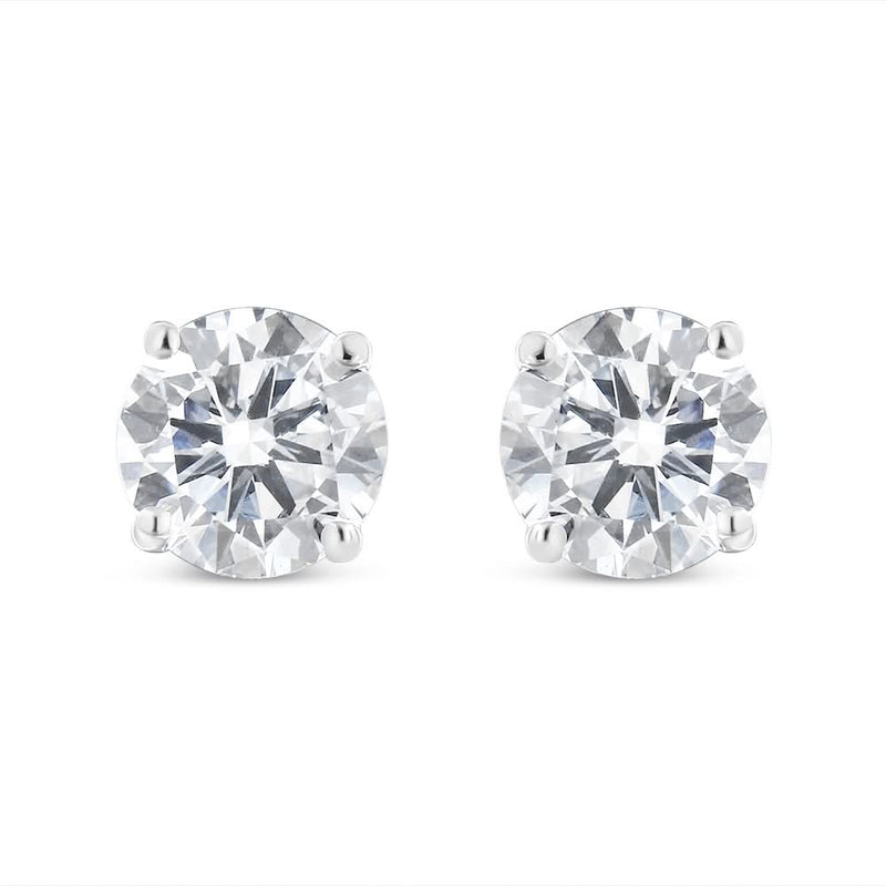 14k White Gold Solitaire Diamond Stud Earrings (1.5 cttw, H-I Color, SI1-SI2 Clarity) 14K white gold solitaire ring with round diamond stones, 1.5 cttw
